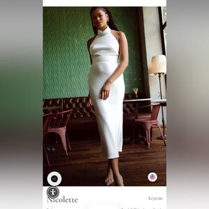 Jenny Yoo Nicolette White Silk Midi Dress Size 2